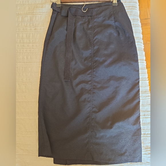 Urban Outfitters Black Wrap Cargo Midi Skirt with Belt | Size Small Petite - Picture 6 of 14